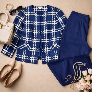 Pendleton Petite 12 Spring Silk Jacket & Side-Zip Pants Set